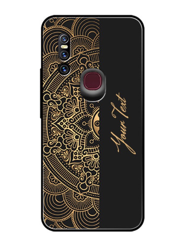 Custom Vivo V15 Photo Printing on Glass Case - Mandala art with custom text Design