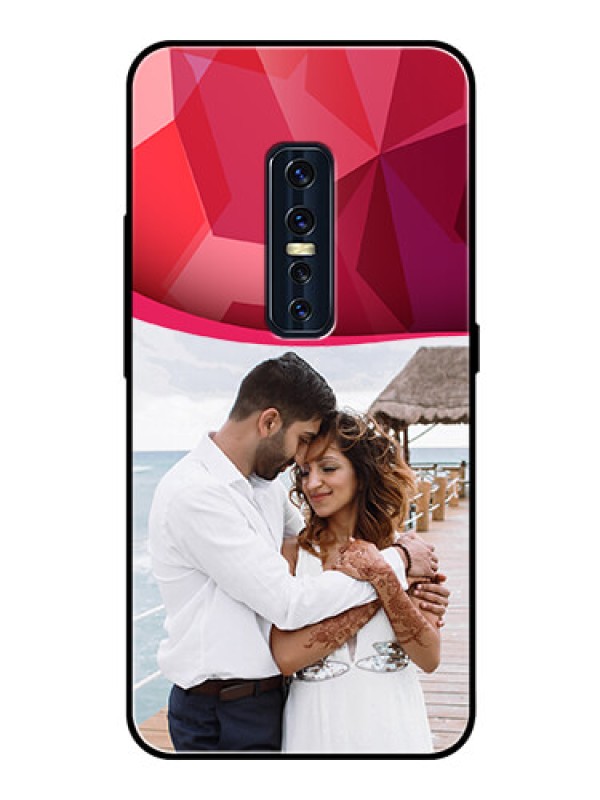 Custom Vivo V17 Pro Custom Glass Mobile Case  - Red Abstract Design