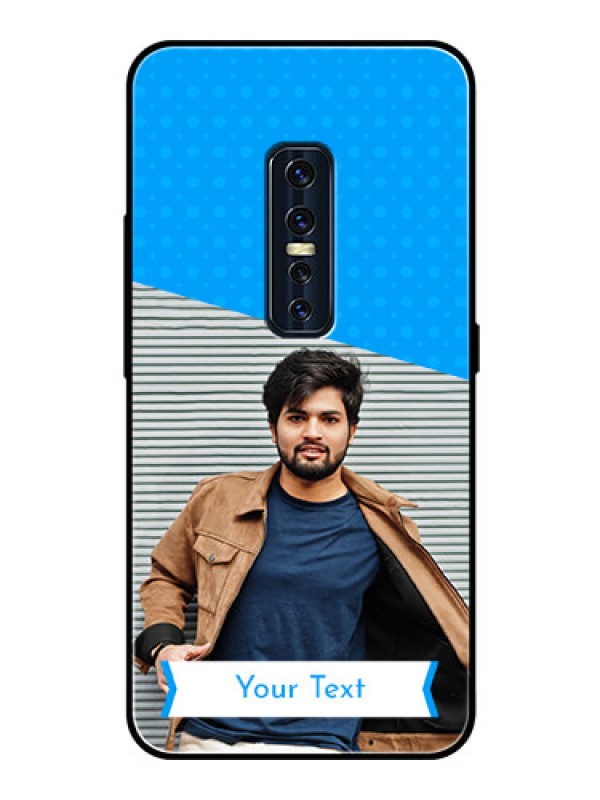 Custom Vivo V17 Pro Photo Printing on Glass Case  - Simple Blue Color Design