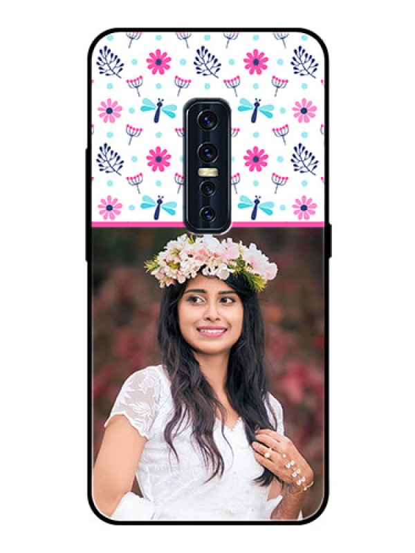 Custom Vivo V17 Pro Photo Printing on Glass Case  - Colorful Flower Design