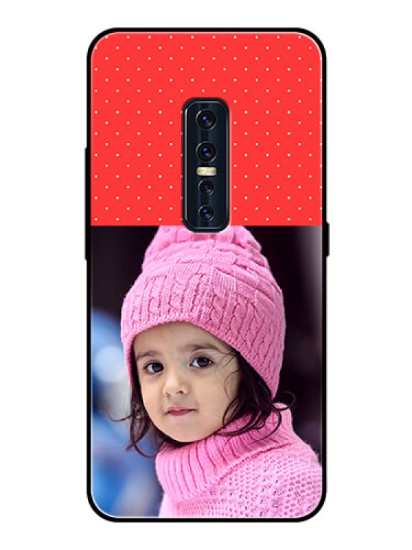 Custom Vivo V17 Pro Photo Printing on Glass Case  - Red Pattern Design