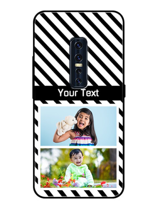 Custom Vivo V17 Pro Photo Printing on Glass Case  - Black And White Stripes Design