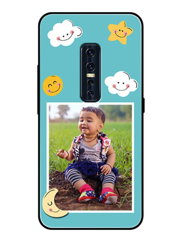 Custom Vivo V17 Pro Personalized Glass Phone Case  - Smiley Kids Stars Design
