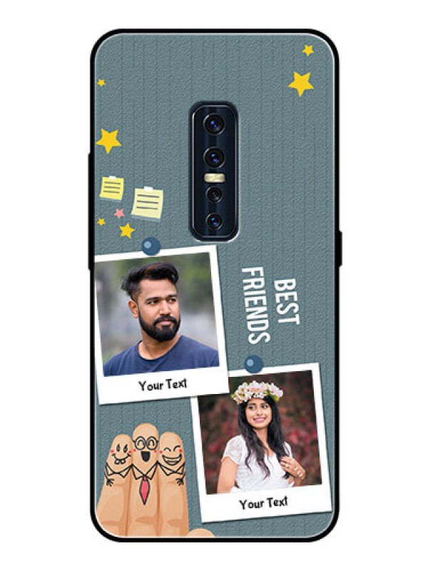 Custom Vivo V17 Pro Personalized Glass Phone Case  - Sticky Frames and Friendship Design