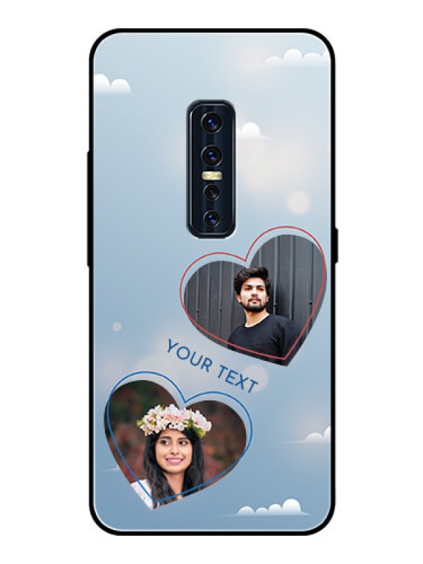 Custom Vivo V17 Pro Custom Glass Mobile Case  - Blue Color Couple Design 