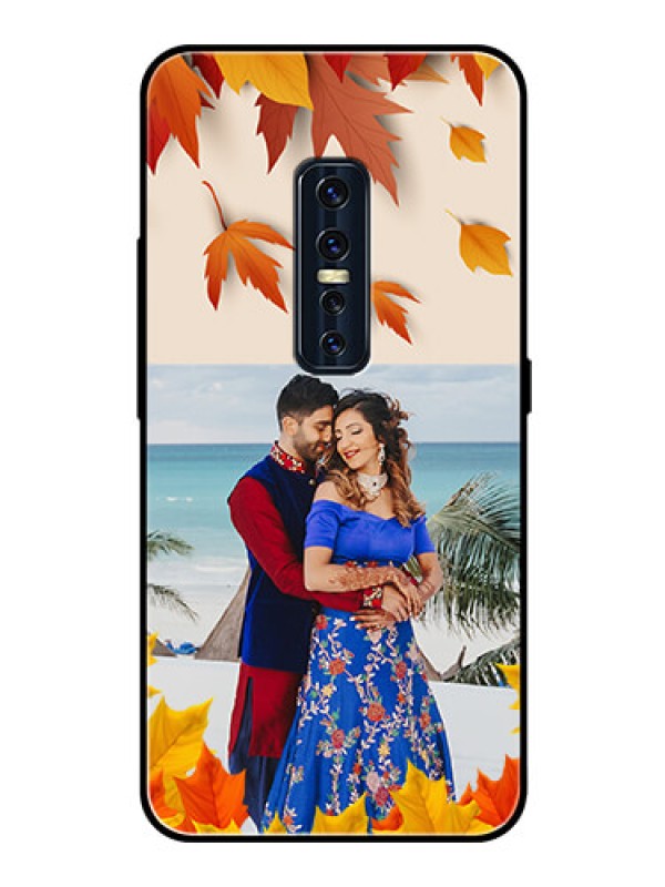 Custom Vivo V17 Pro Photo Printing on Glass Case  - Autumn Maple Leaves Design