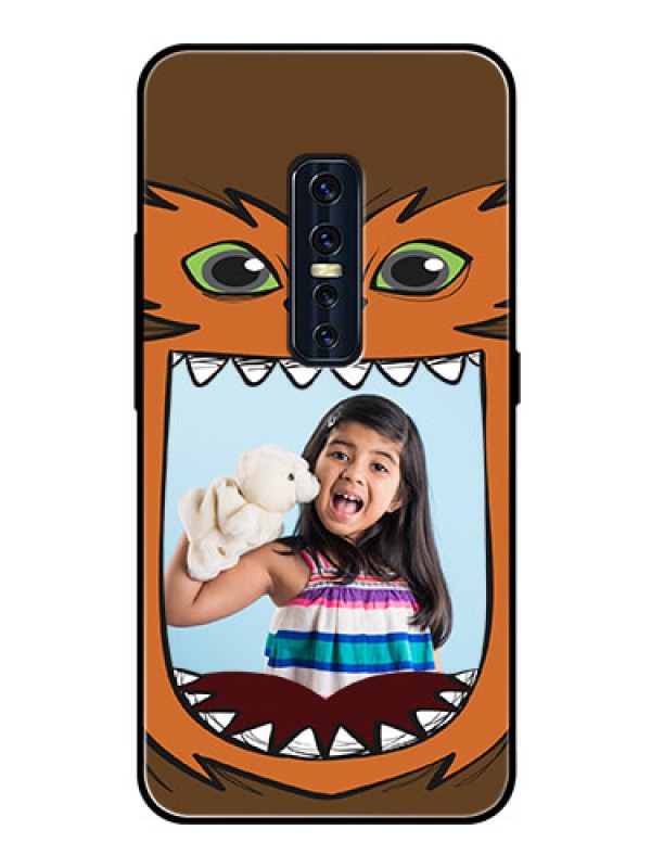Custom Vivo V17 Pro Photo Printing on Glass Case  - Owl Monster Back Case Design