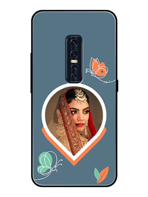 Custom Vivo V17 Pro Custom Glass Mobile Case - Droplet Butterflies Design