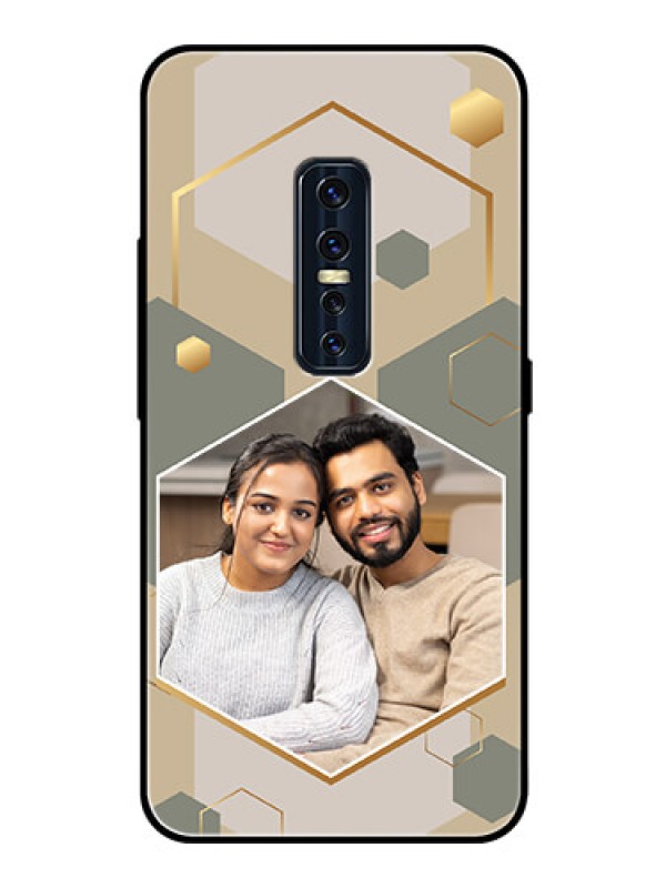 Custom Vivo V17 Pro Photo Printing on Glass Case - Stylish Hexagon Pattern Design