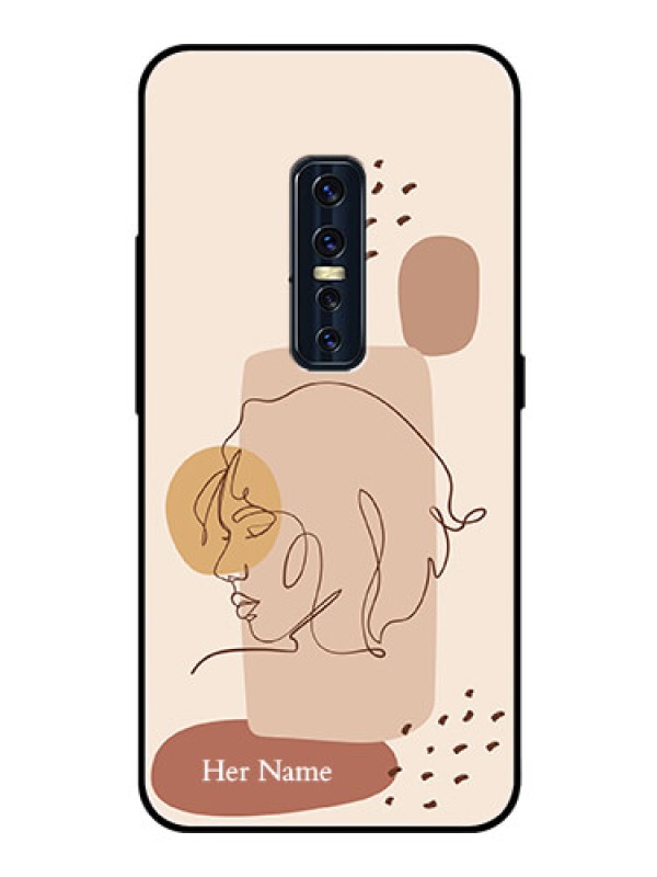 Custom Vivo V17 Pro Photo Printing on Glass Case - Calm Woman line art Design