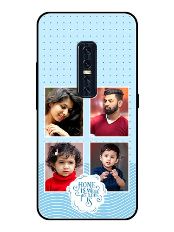 Custom Vivo V17 Pro Custom Glass Phone Case - Cute love quote with 4 pic upload Design