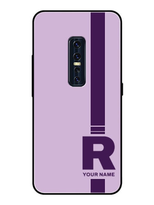 Custom Vivo V17 Pro Photo Printing on Glass Case - Simple dual tone stripe with name Design