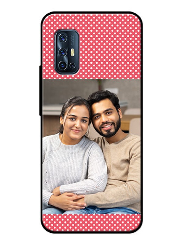 Custom Vivo V17 Custom Glass Phone Case  - White Dotted Design