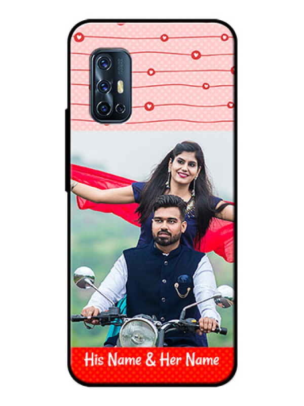 Custom Vivo V17 Personalized Glass Phone Case  - Red Pattern Case Design
