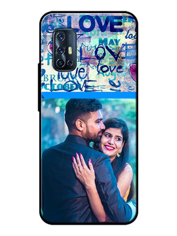 Custom Vivo V17 Custom Glass Mobile Case  - Colorful Love Design