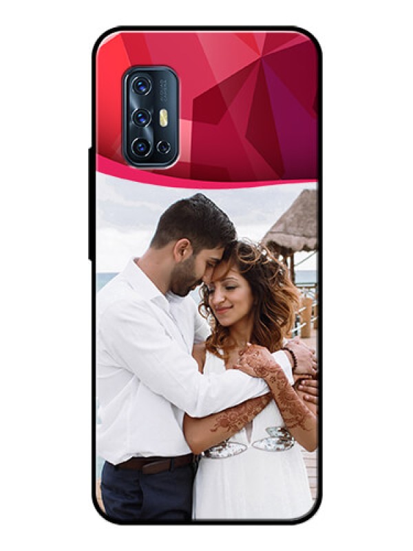 Custom Vivo V17 Custom Glass Mobile Case  - Red Abstract Design