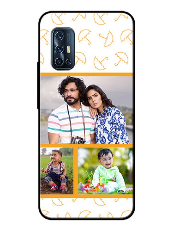 Custom Vivo V17 Custom Glass Mobile Case  - Yellow Pattern Design
