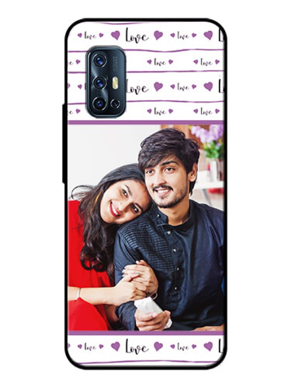 Custom Vivo V17 Custom Glass Mobile Case  - Couples Heart Design