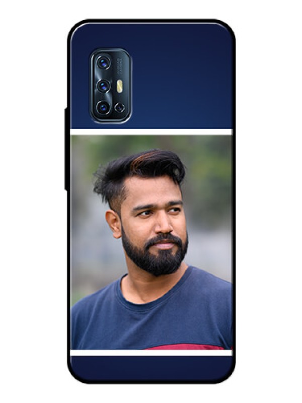 Custom Vivo V17 Personalized Glass Phone Case  - Simple Royal Blue Design