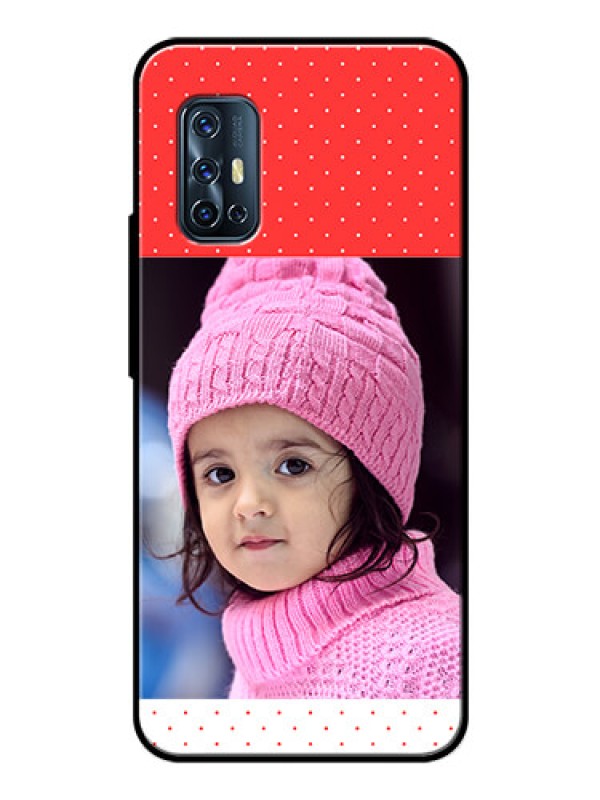 Custom Vivo V17 Photo Printing on Glass Case  - Red Pattern Design