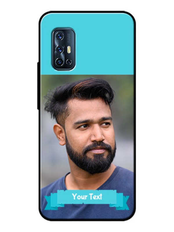 Custom Vivo V17 Personalized Glass Phone Case  - Simple Blue Color Design