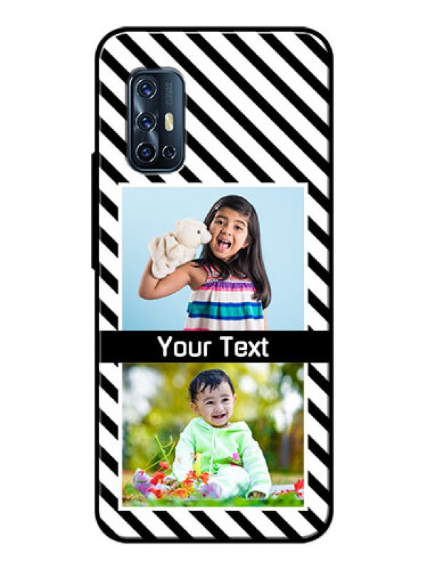 Custom Vivo V17 Photo Printing on Glass Case  - Black And White Stripes Design