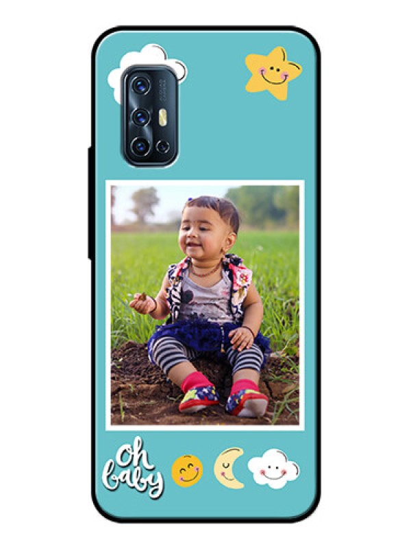 Custom Vivo V17 Personalized Glass Phone Case  - Smiley Kids Stars Design