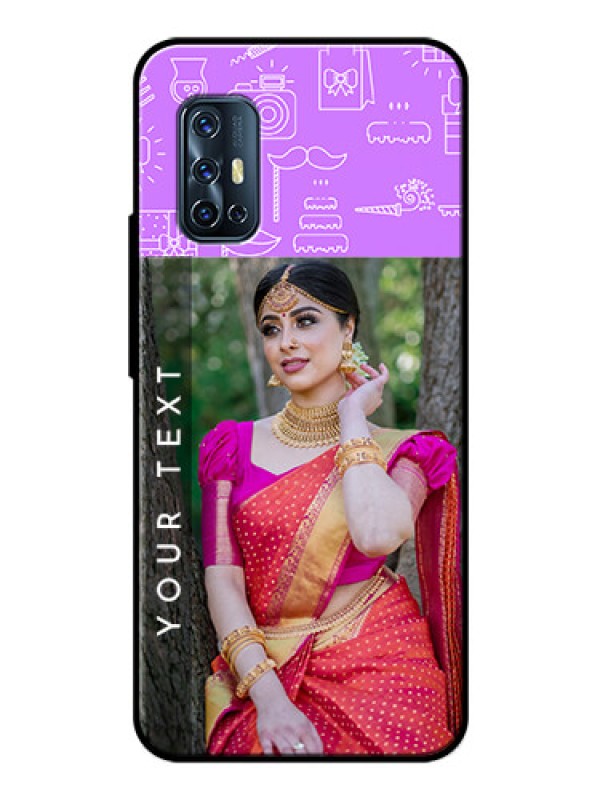 Custom Vivo V17 Custom Glass Mobile Case  - Birthday Icons Design