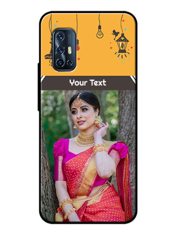 Custom Vivo V17 Custom Glass Mobile Case  - with Family Picture and Icons 