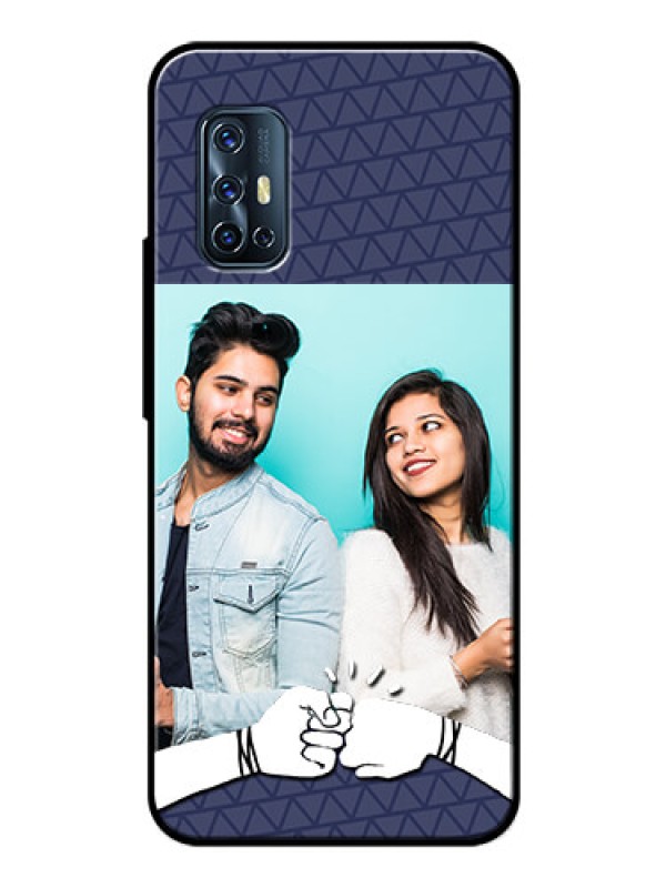 Custom Vivo V17 Photo Printing on Glass Case  - with Best Friends Design  