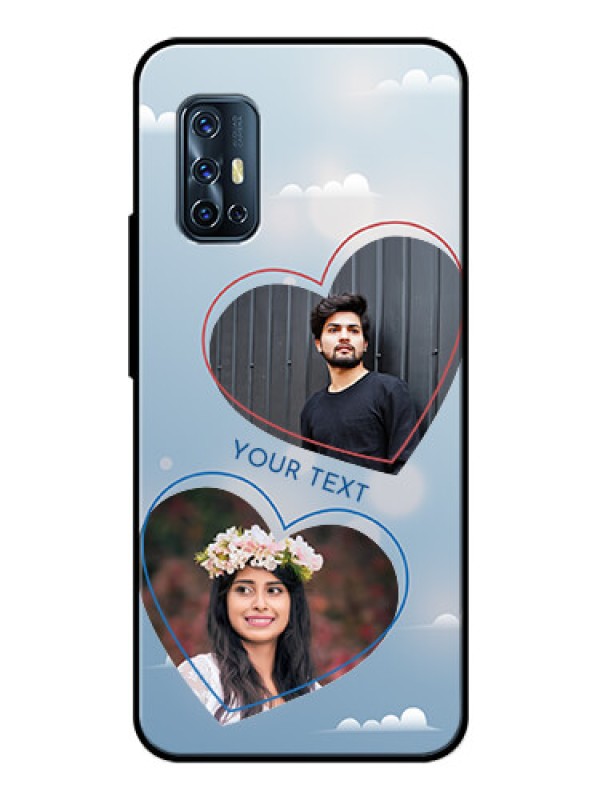 Custom Vivo V17 Custom Glass Mobile Case  - Blue Color Couple Design 