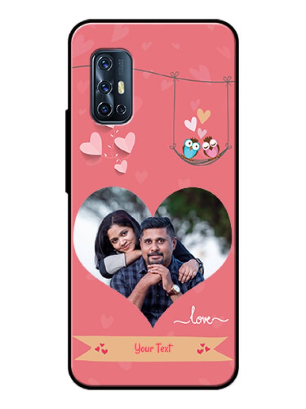 Custom Vivo V17 Personalized Glass Phone Case  - Peach Color Love Design 