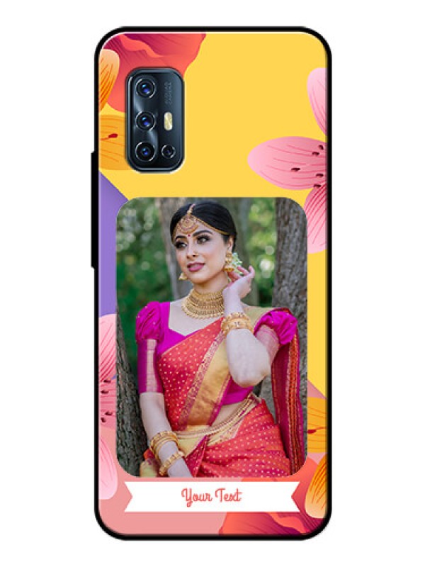 Custom Vivo V17 Custom Glass Mobile Case  - 3 Image With Vintage Floral Design