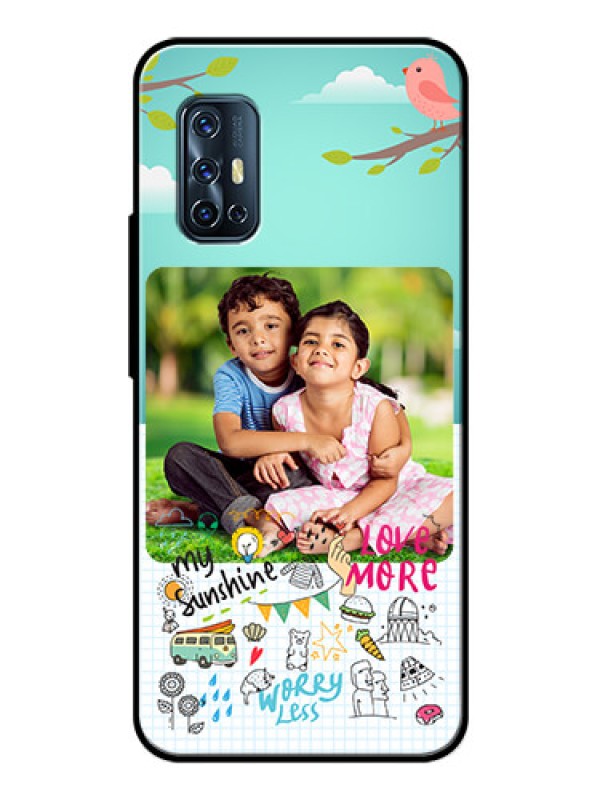 Custom Vivo V17 Photo Printing on Glass Case  - Doodle love Design