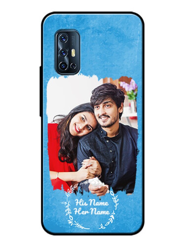 Custom Vivo V17 Custom Glass Phone Case - Blue Color Vintage Design