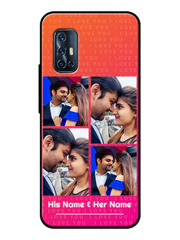 Custom Vivo V17 Custom Glass Phone Case  - I Love You Pink Design