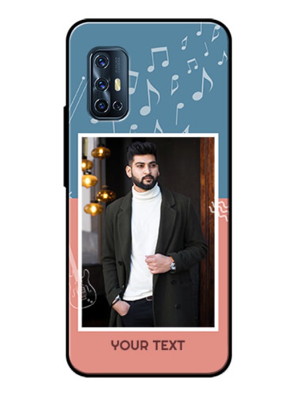 Custom Vivo V17 Photo Printing on Glass Case  - with Color Musical Note Design