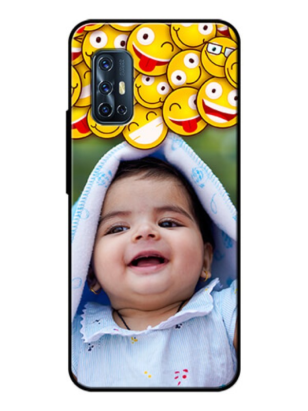 Custom Vivo V17 Custom Glass Mobile Case  - with Smiley Emoji Design