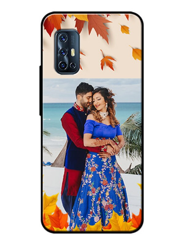 Custom Vivo V17 Photo Printing on Glass Case  - Autumn Maple Leaves Design