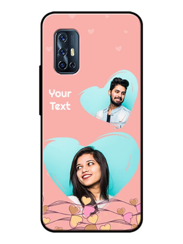 Custom Vivo V17 Custom Glass Mobile Case  - Love Doodle Design