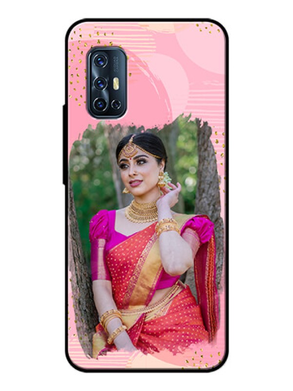Custom Vivo V17 Personalized Glass Phone Case  - Gold Glitter Splash Design