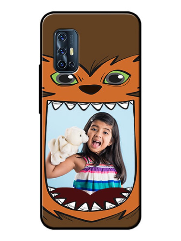 Custom Vivo V17 Photo Printing on Glass Case  - Owl Monster Back Case Design