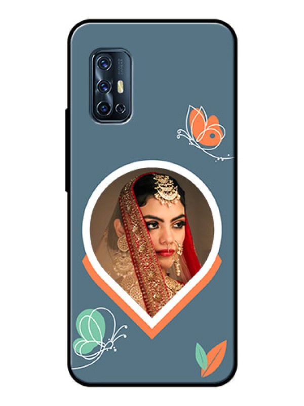 Custom Vivo V17 Custom Glass Mobile Case - Droplet Butterflies Design
