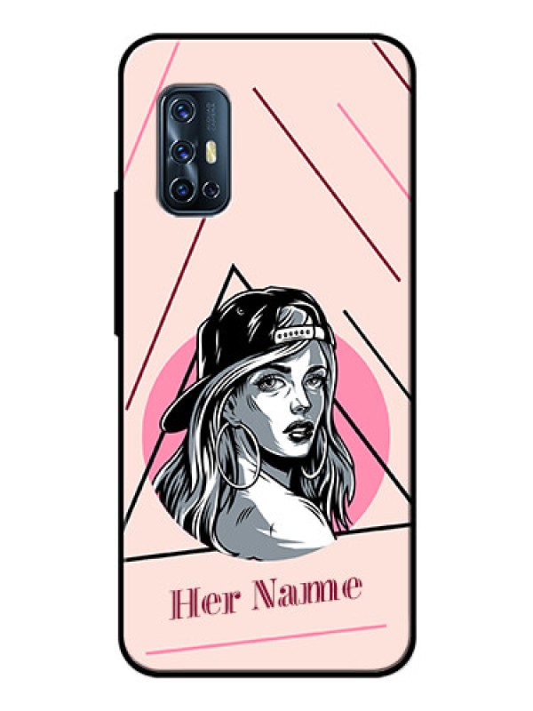 Custom Vivo V17 Personalized Glass Phone Case - Rockstar Girl Design