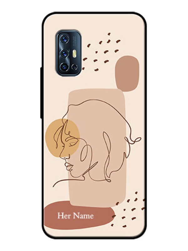 Custom Vivo V17 Photo Printing on Glass Case - Calm Woman line art Design