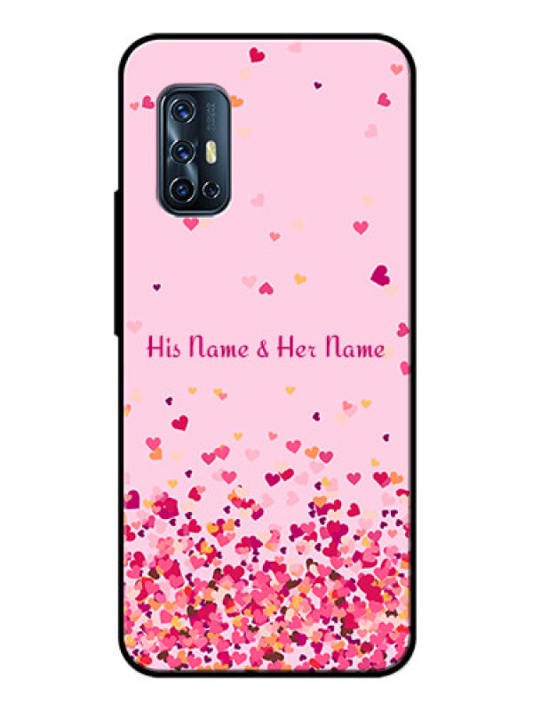 Custom Vivo V17 Photo Printing on Glass Case - Floating Hearts Design