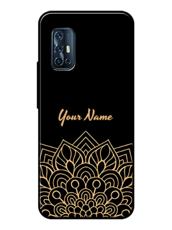 Custom Vivo V17 Custom Glass Phone Case - Golden mandala Design