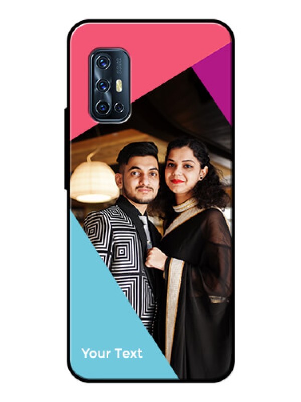 Custom Vivo V17 Custom Glass Mobile Case - Stacked Triple colour Design