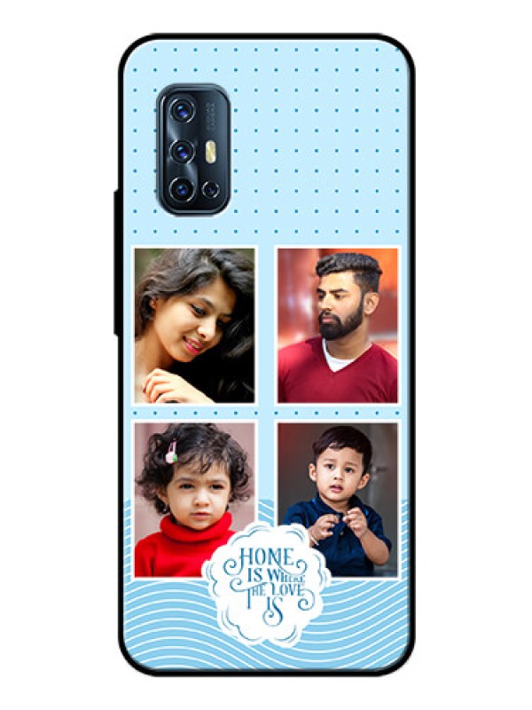 Custom Vivo V17 Custom Glass Phone Case - Cute love quote with 4 pic upload Design