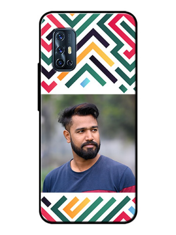 Custom Vivo V17 Personalized Glass Phone Case - Colorful Maze Pattern Design